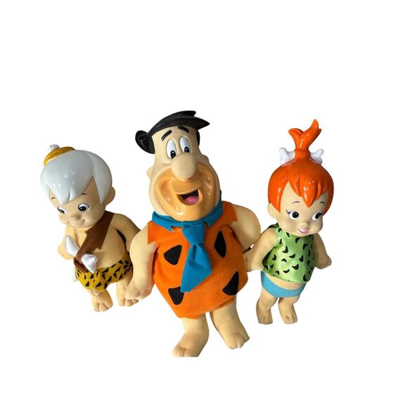Vintage Hanna-Barbara 1994 Flinstones Dolls - Fred, Bam-Bam and Pebbles! - Picture 1 of 6